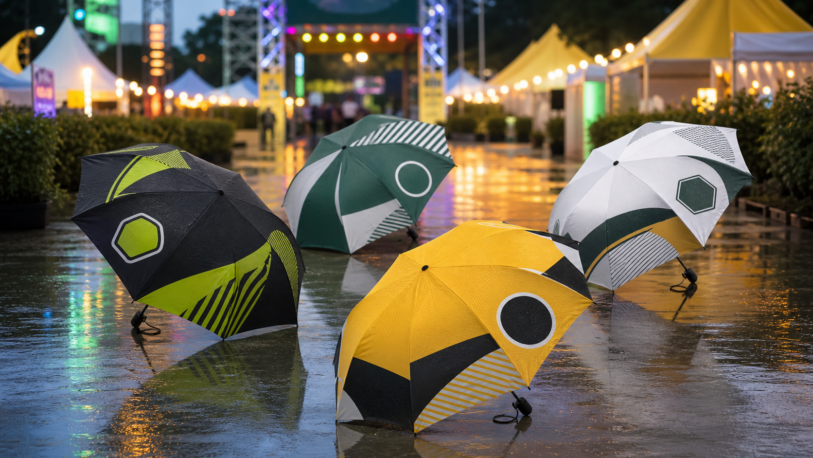 Custom Umbrellas for Outdoor Events: Rain Plan, Sponsorship, and Guest Experience