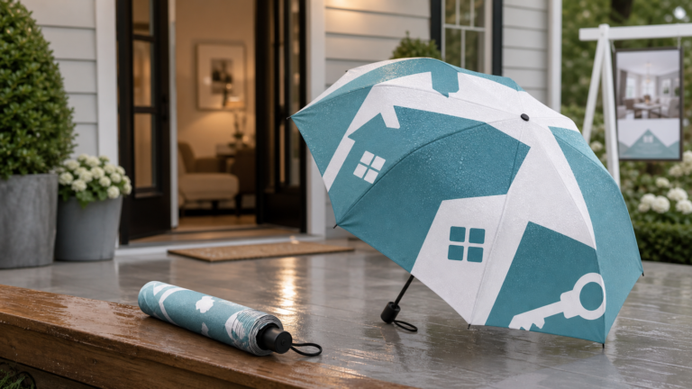 Custom Umbrellas for Real Estate Open Houses and Property Tours